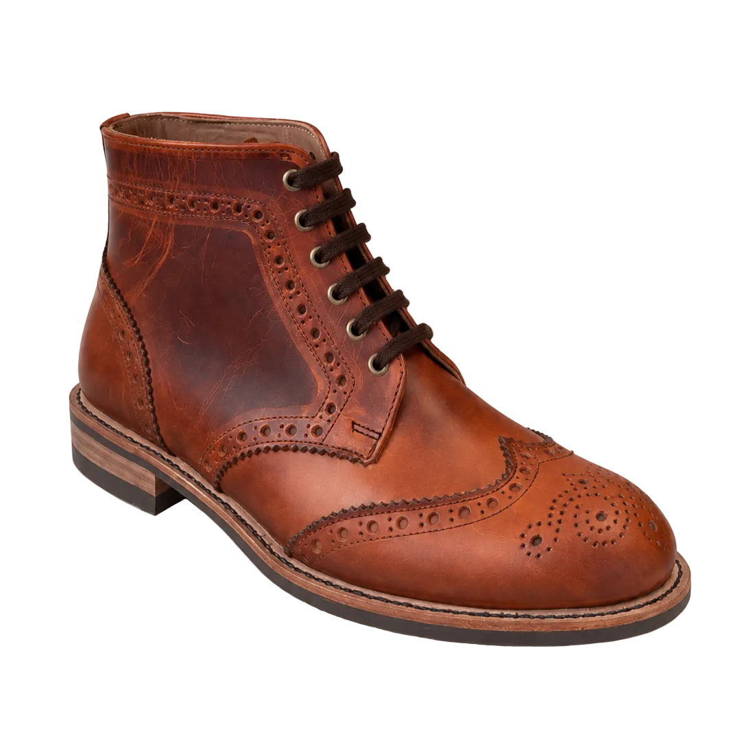Kilsby | Mens Brogue Boot | Tan