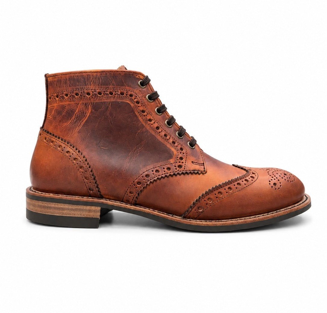 Kilsby | Mens Brogue Boot | Tan
